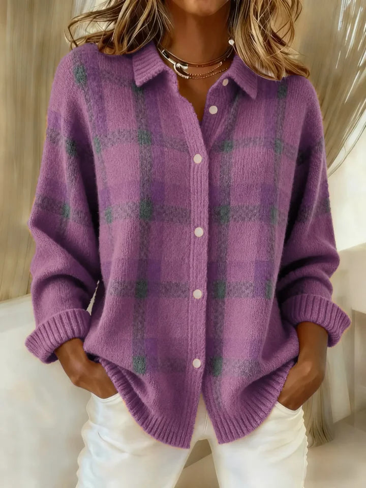 Divina - Camicia a Quadri Morbida come una Nuvola