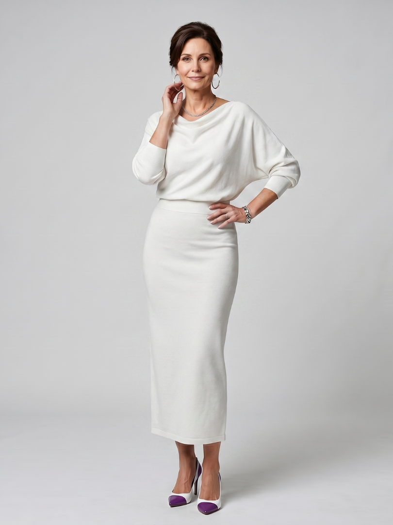 Romy | Abito midi aderente con scollatura drappeggiata