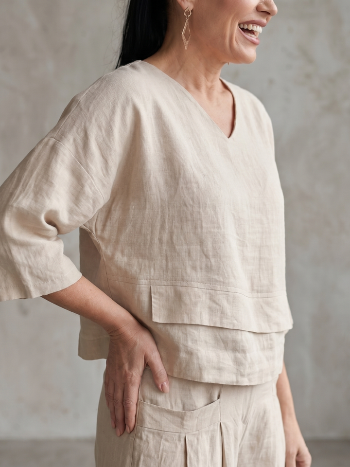 Fiume | Set Top a Strati con Pantaloni a Gamba Larga