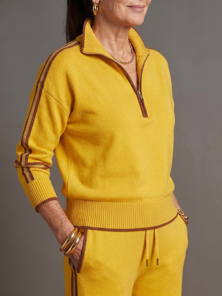 Pioggia | Set di Pantaloni Lungo con Zip e Maniche Lunghe con Striscia Laterale