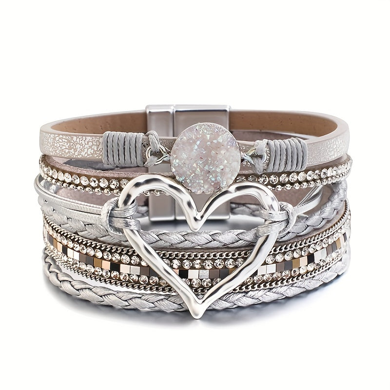 Bracelet en cuir multi-couches bohémien