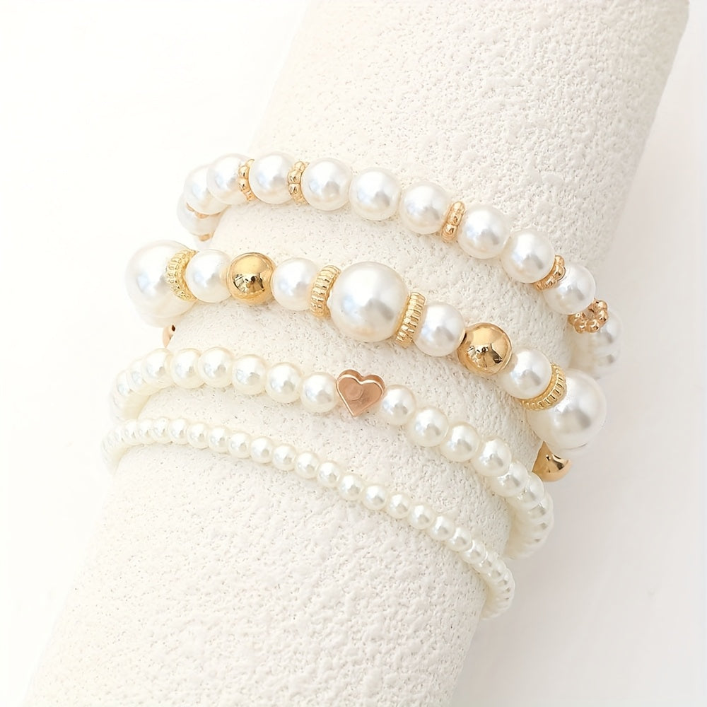 Bracelet en Perles Classiques en Forme de Cœur