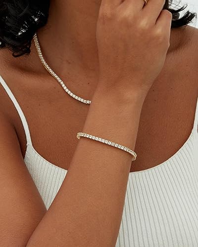 Bracelet de Tennis en Moissanite Plaqué Or
