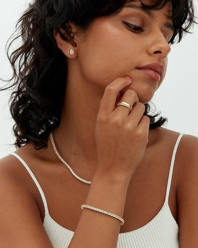 Bracelet de Tennis en Moissanite Plaqué Or
