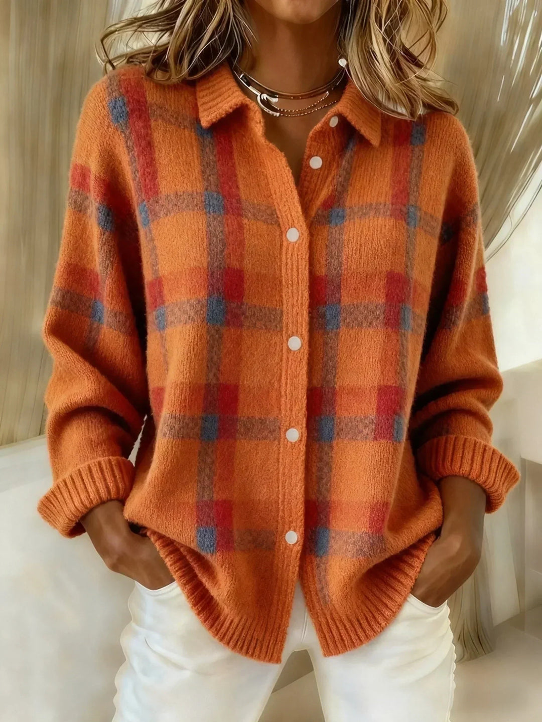 Divina - Camicia a Quadri Morbida come una Nuvola