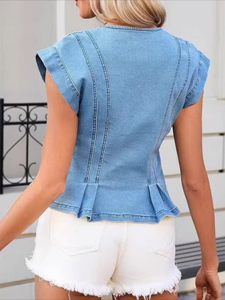 Vera | Haut en denim avec décolleté en V