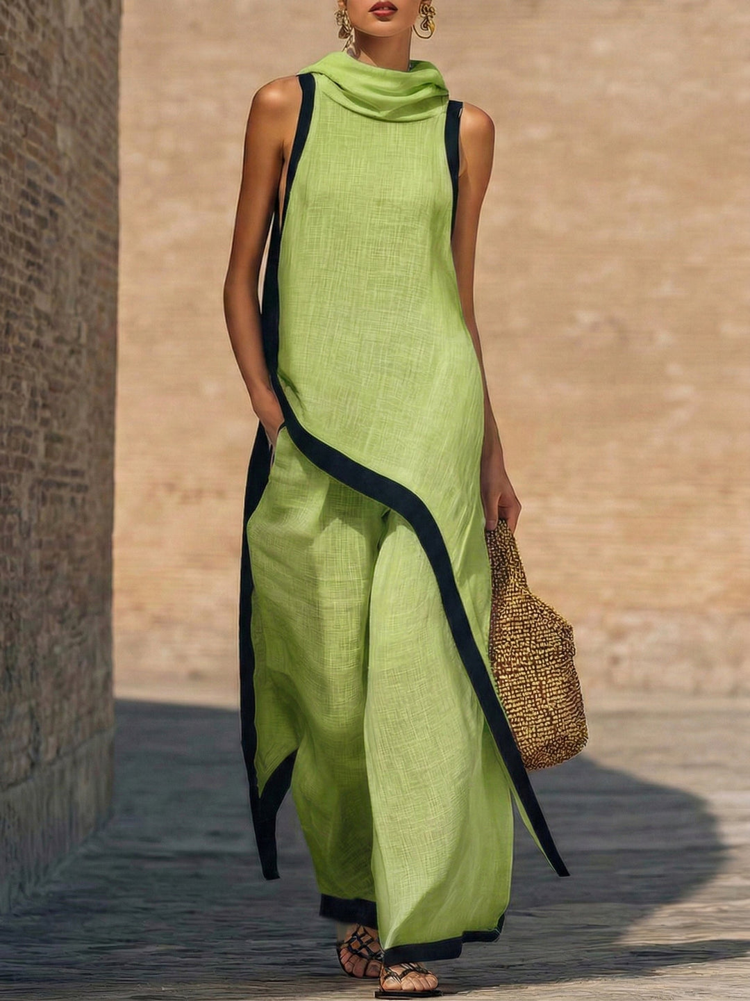 Maranta - Ensemble tunique asymétrique et pantalon large