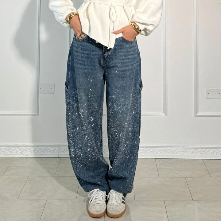 Raphaelle | Pantalon Cargo en Jean Étoilé Tendance