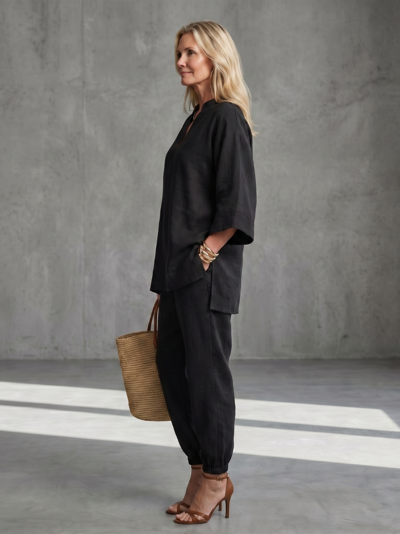 Georgiana | Set Tunica Viscosa e Pantaloni Arricciati