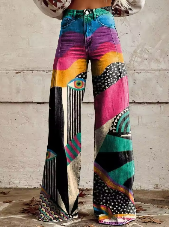 Talia - Pantalons Évasés Boho Chic