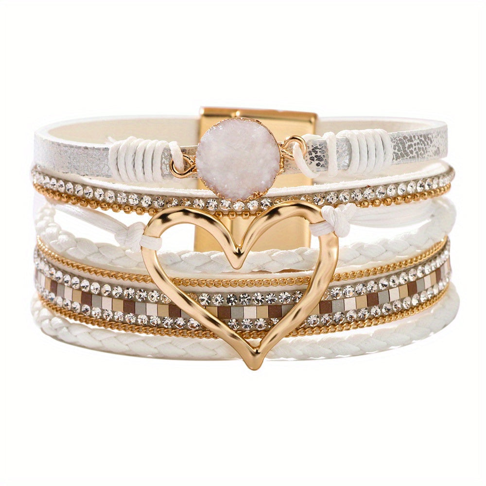 Bracelet en cuir multi-couches bohémien