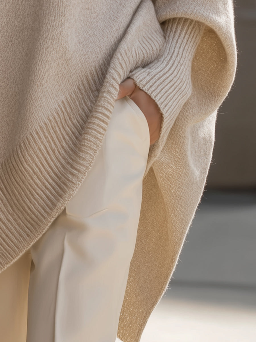 Mia - Poncho Maglione a Maglia Oversize