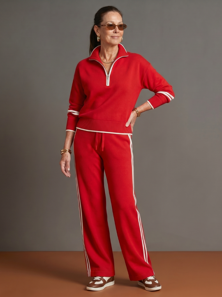 Pioggia | Set di Pantaloni Lungo con Zip e Maniche Lunghe con Striscia Laterale