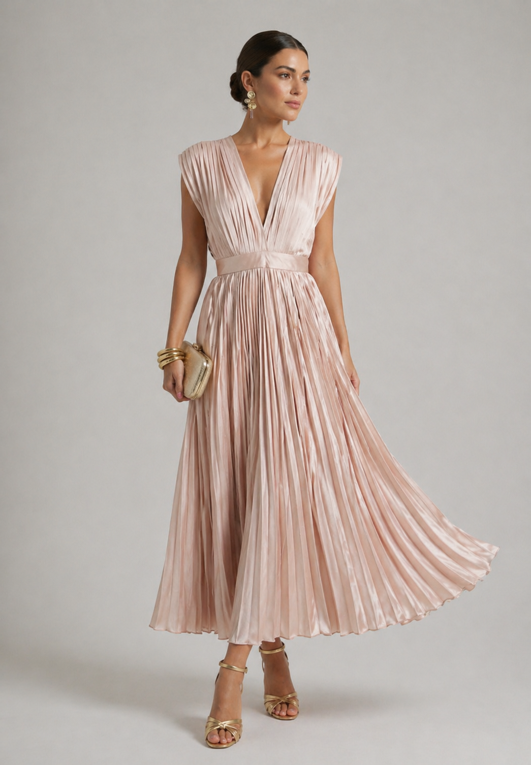 Stella & Grace™ | Vestito Midi Plissettato Senza Tempo