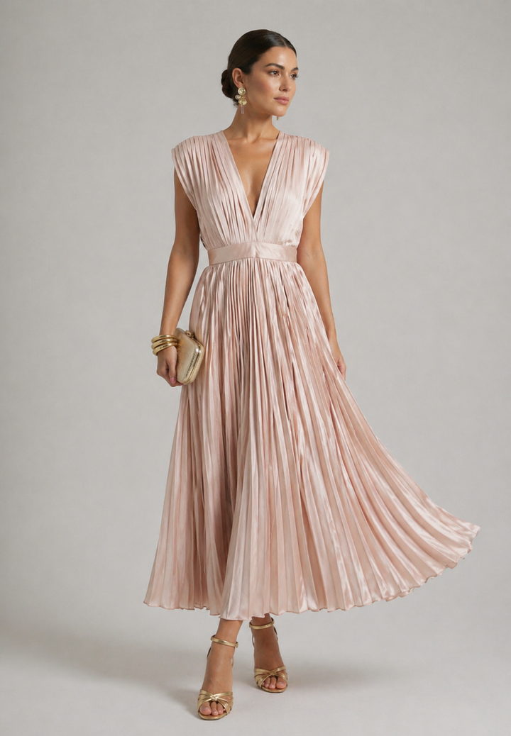 Stella & Grace™ | Vestito Midi Plissettato Senza Tempo