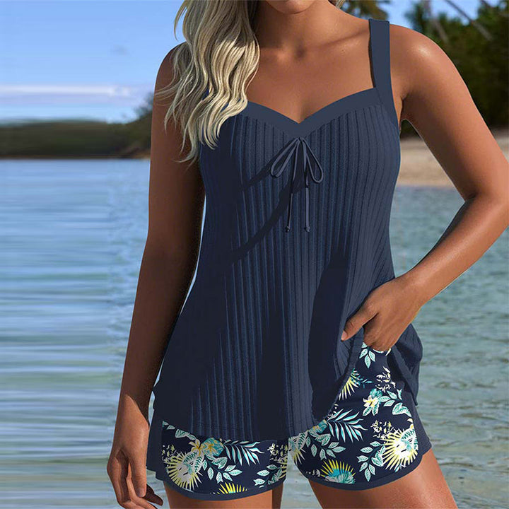 Laluna® | Tankini Rayé avec Bas de Maillot de Bain Deux Pièces