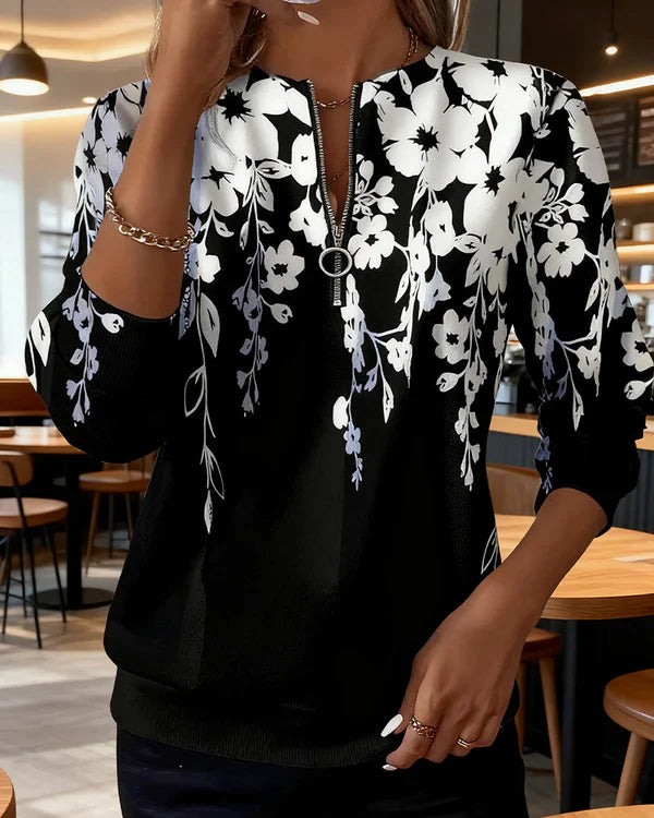 Brenlea™ | Modern Print Zip Sweatshirt