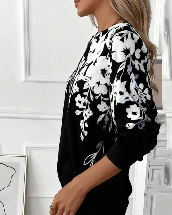 Brenlea™ | Modern Print Zip Sweatshirt