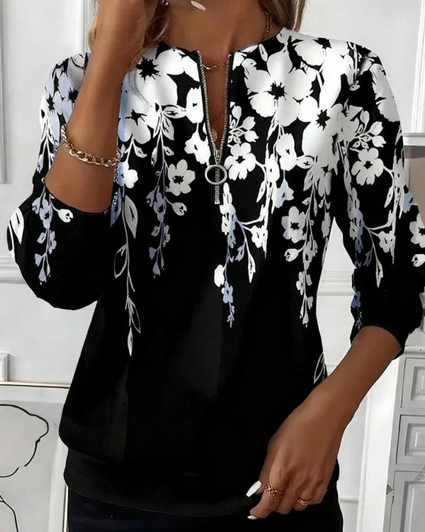 Brenlea™ | Modern Print Zip Sweatshirt