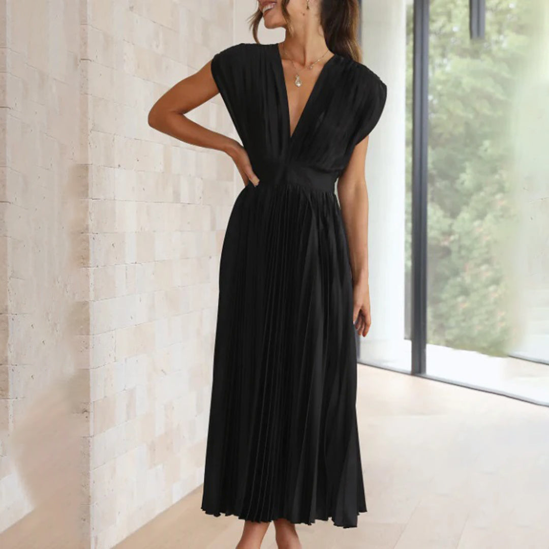 Stella & Grace™ | Vestito Midi Plissettato Senza Tempo