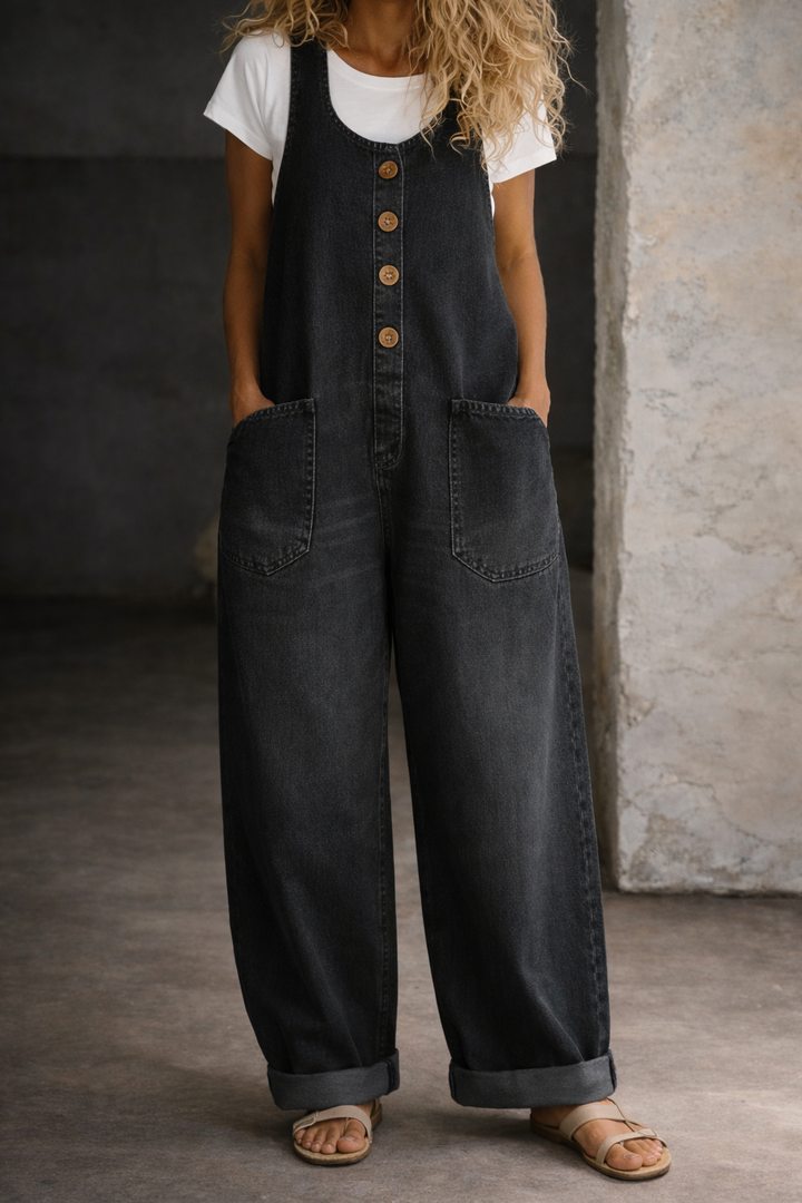 Belen | Salopette en denim en coton lavé vintage