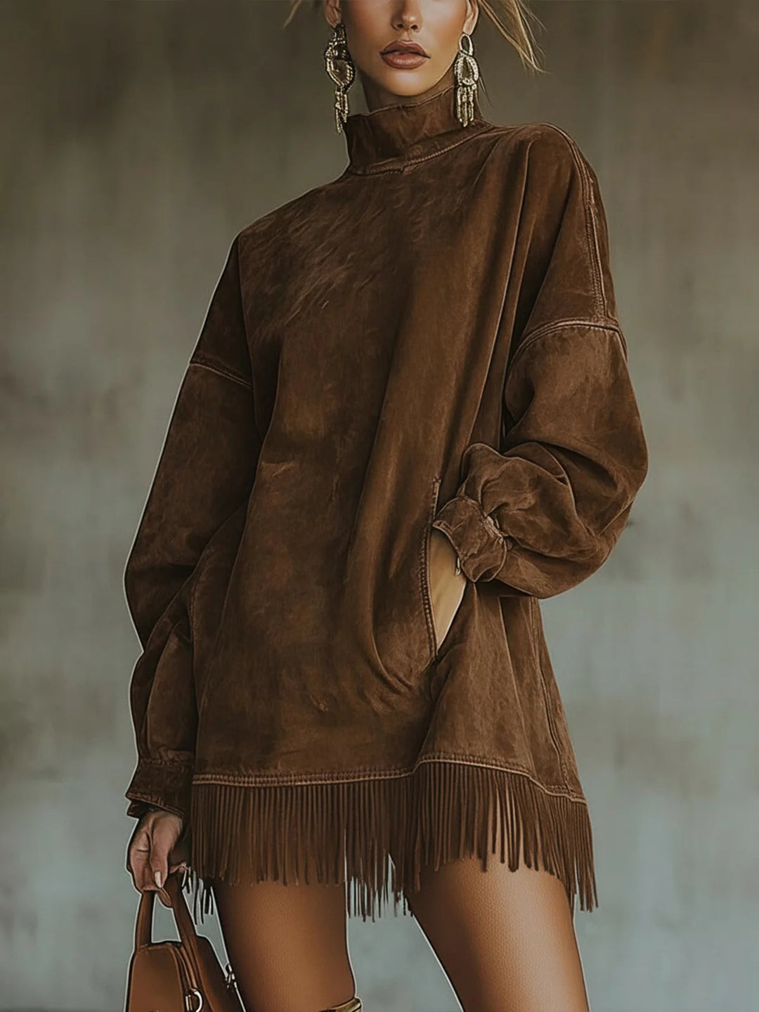 Grace | Robe Col Roulé en Suédine