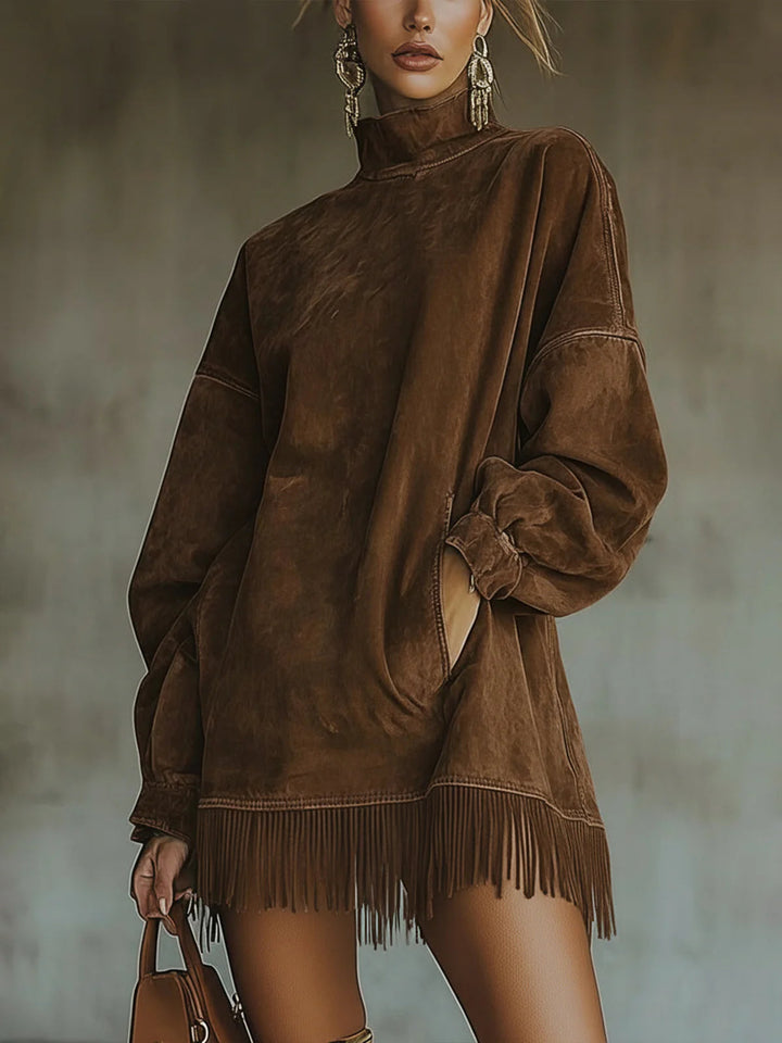 Grace | Robe Col Roulé en Suédine