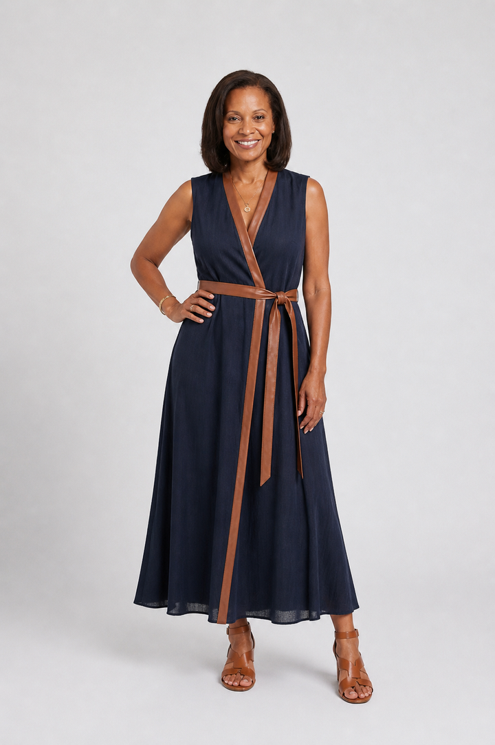 Myra | Abito Midi con Linea a Contrasto