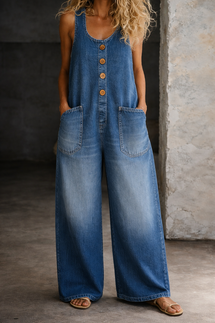 Salome | Robe en Denim de Coton avec Lavage Vintage