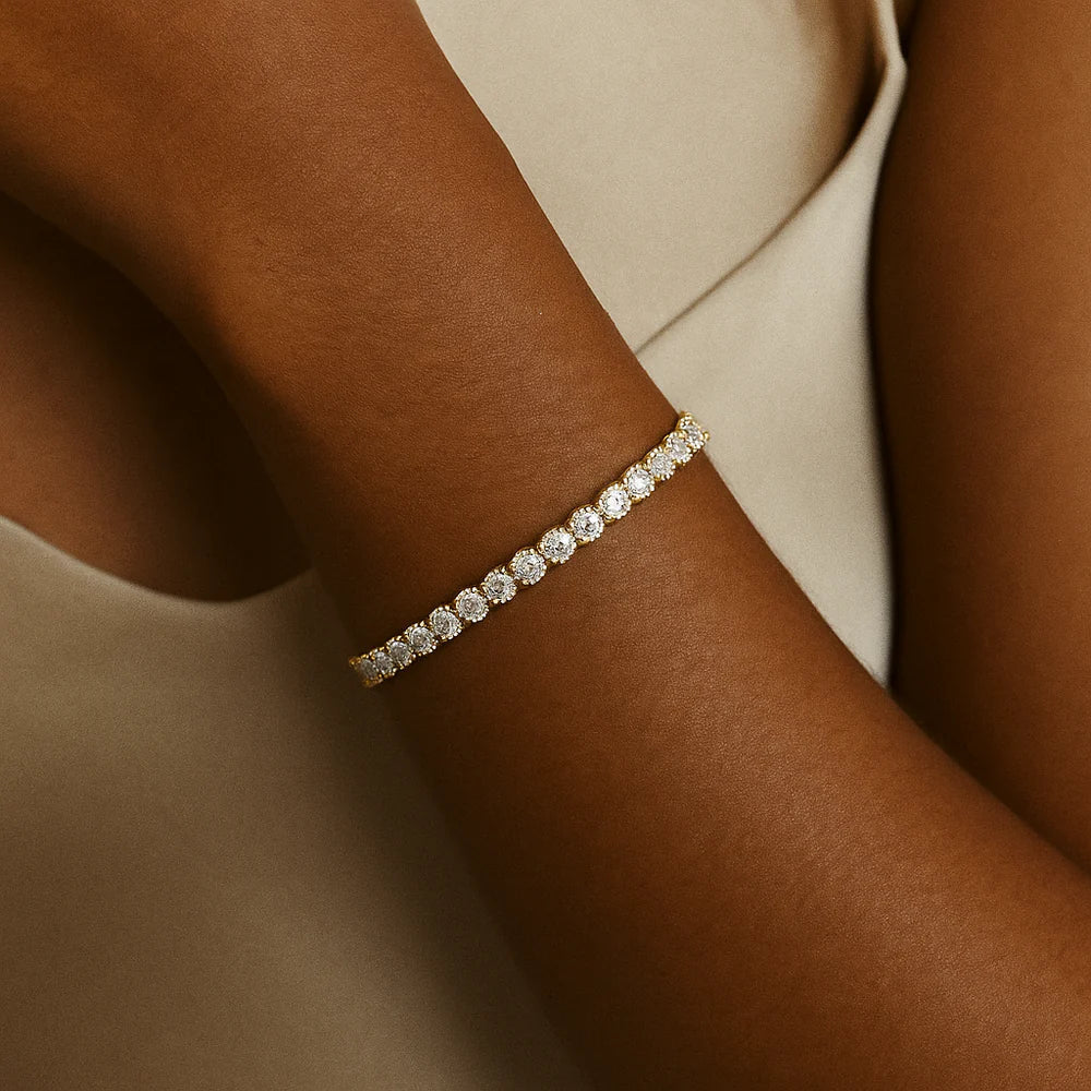 Bracelet de Tennis en Moissanite Plaqué Or