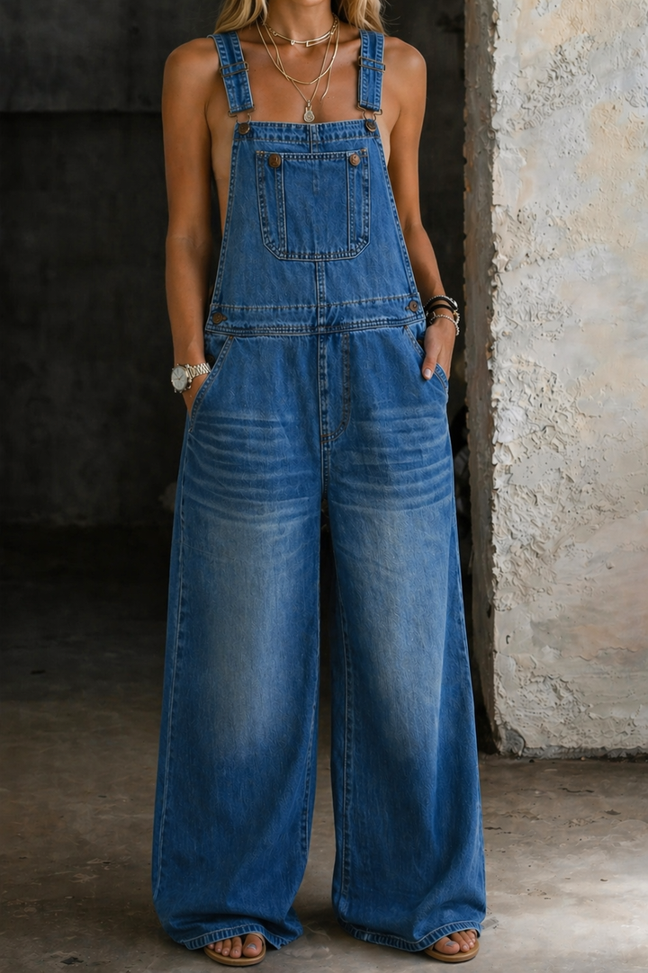 Harper | Salopette en denim à taille élastique