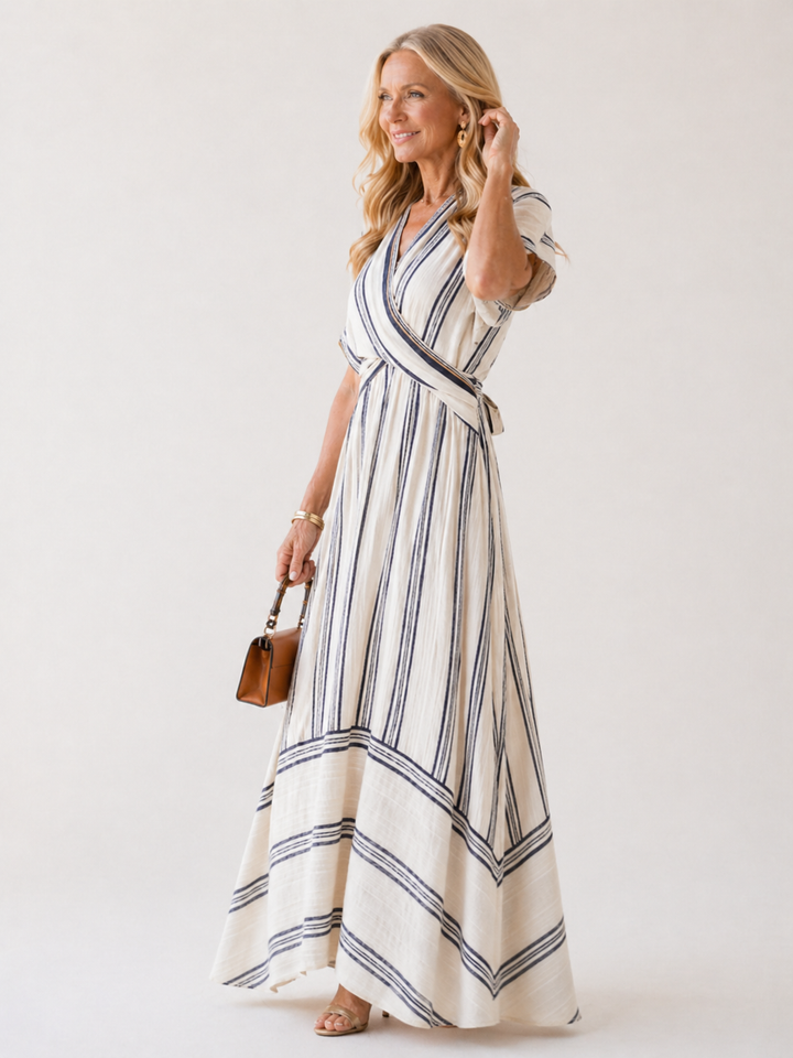 Thalassa | Vestito midi avvolgente con scollo a V e maniche corte