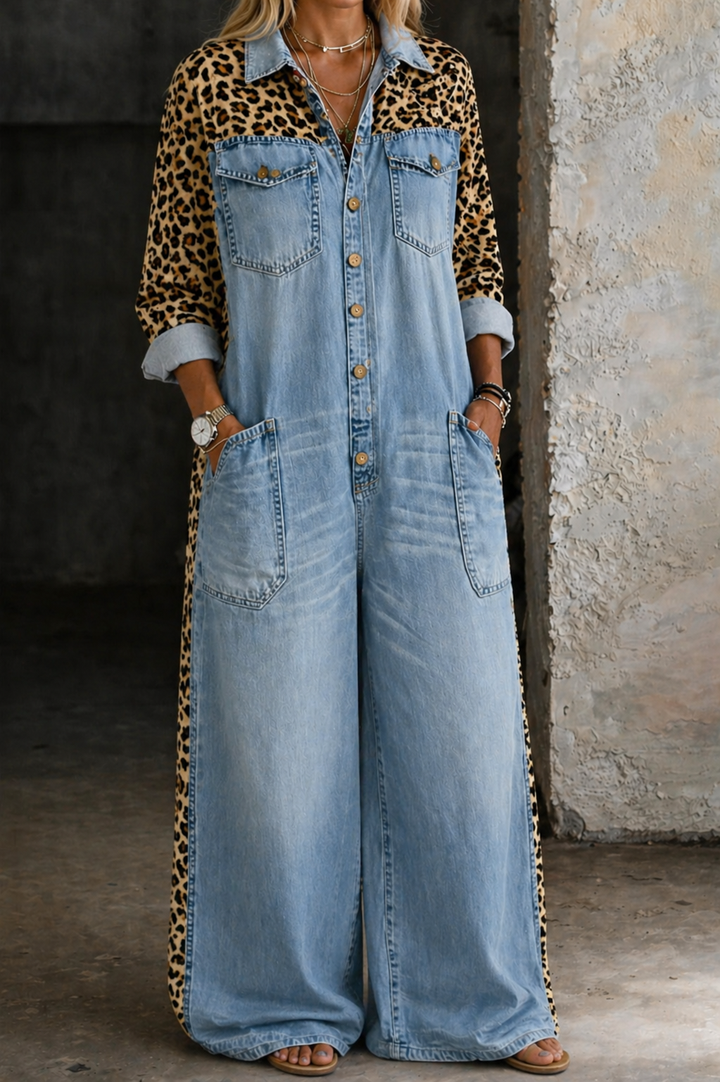 Amanda | Combinaison en jean type chemise d'une pièce