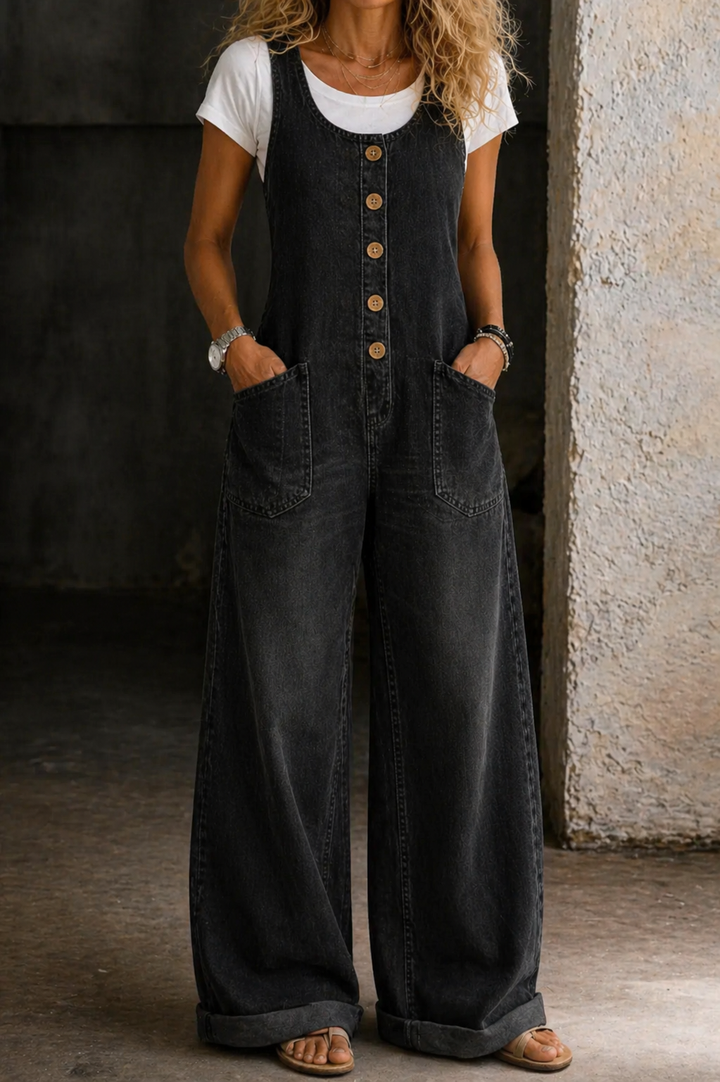 Belen | Salopette en denim en coton lavé vintage