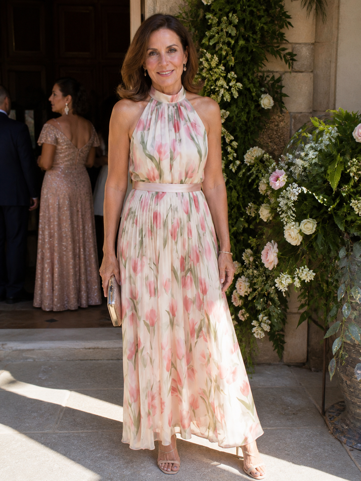 Stella & Grace™ | Abito Midi a Fiori con Collo All'Americana