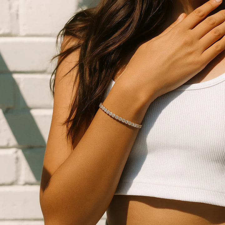Bracelet de Tennis en Moissanite Plaqué Or