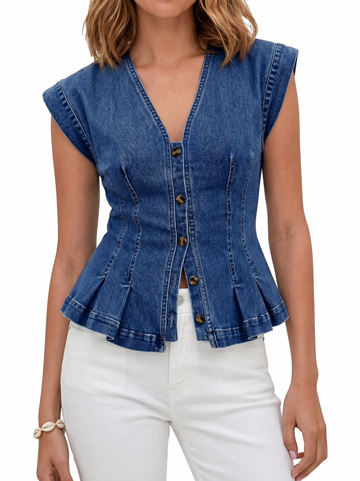 Vera | Haut en denim avec décolleté en V
