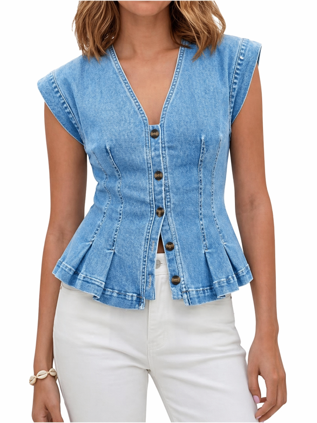 Vera | Haut en denim avec décolleté en V