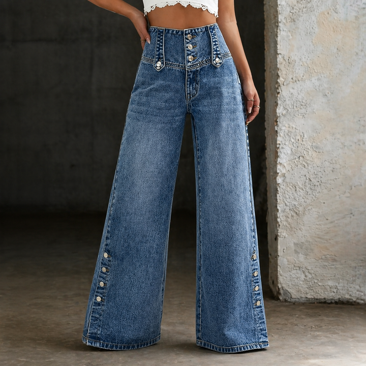 Mía | Jeans taille haute avec fente