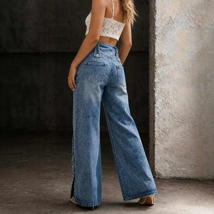 Mía | Jeans taille haute avec fente