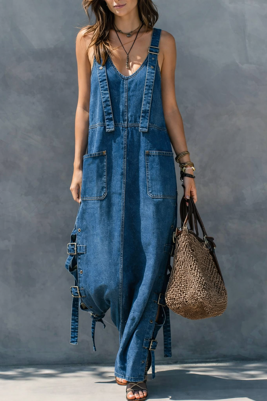 Harper™ | Salopette en jean avec taille élastique