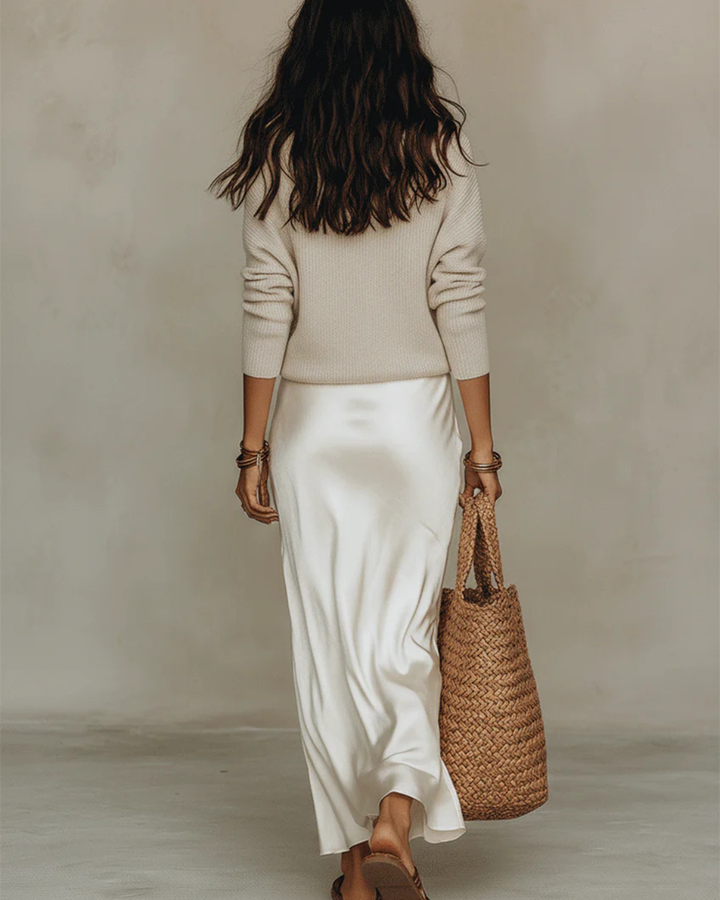 Elena | Abito Midi Satinate con Maglione Inclusa