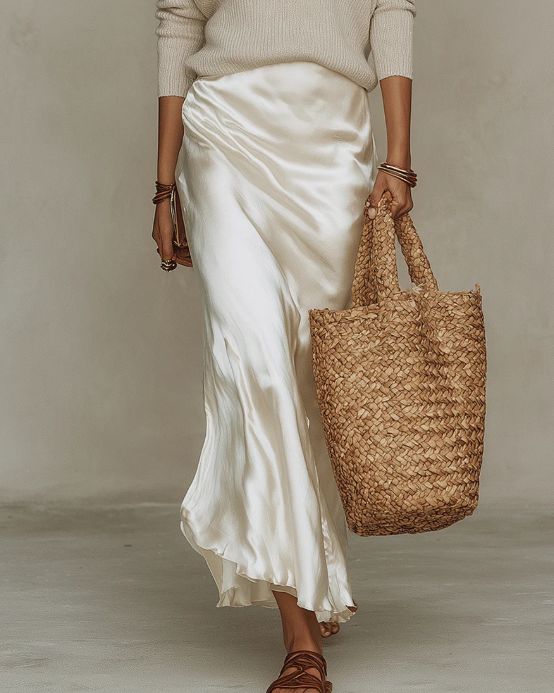 Elena | Abito Midi Satinate con Maglione Inclusa