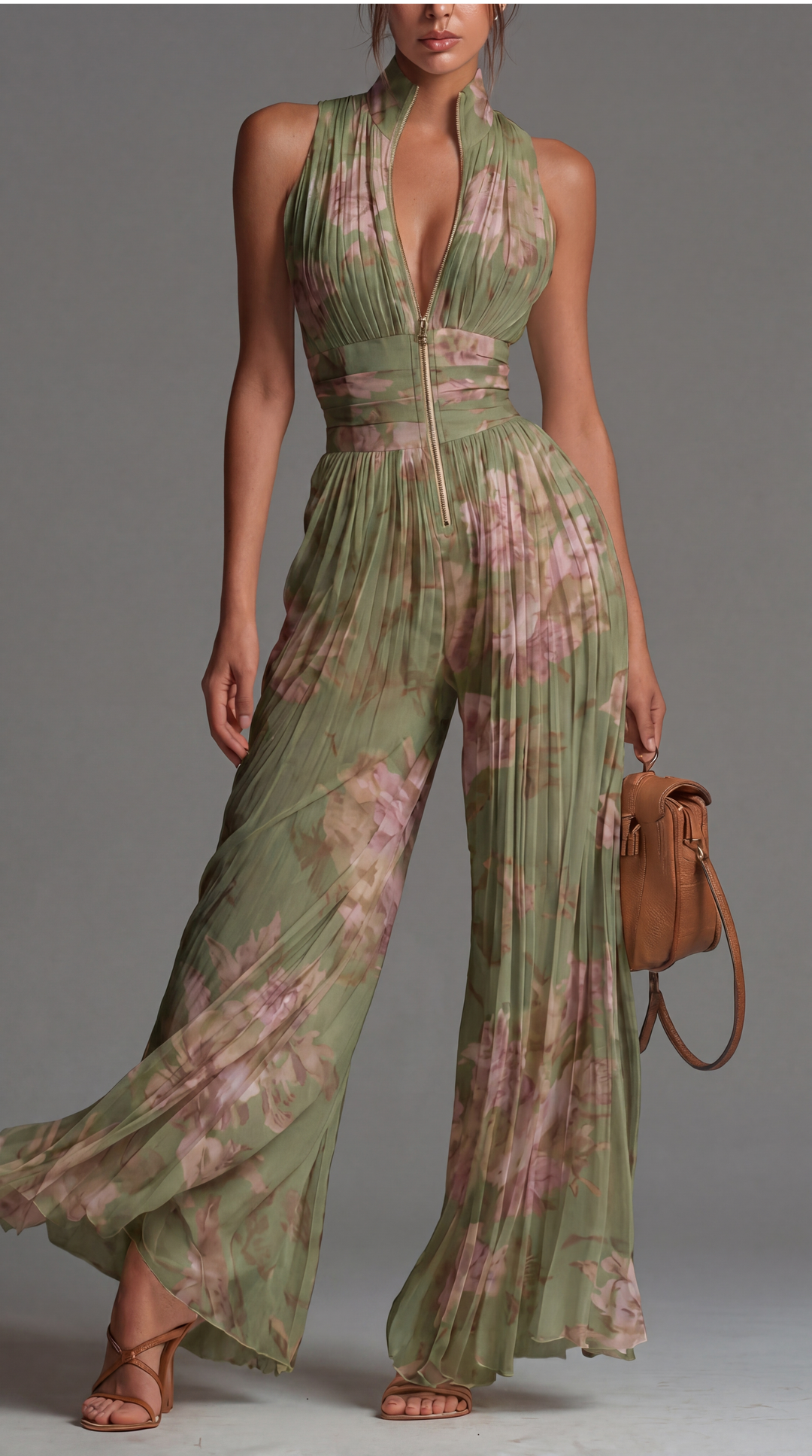 ESSENTIEL – Combinaison en Chiffon Floral Plissé