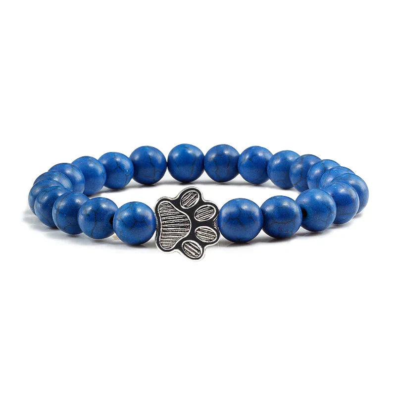 Bracelet with paw prints decorated with beads