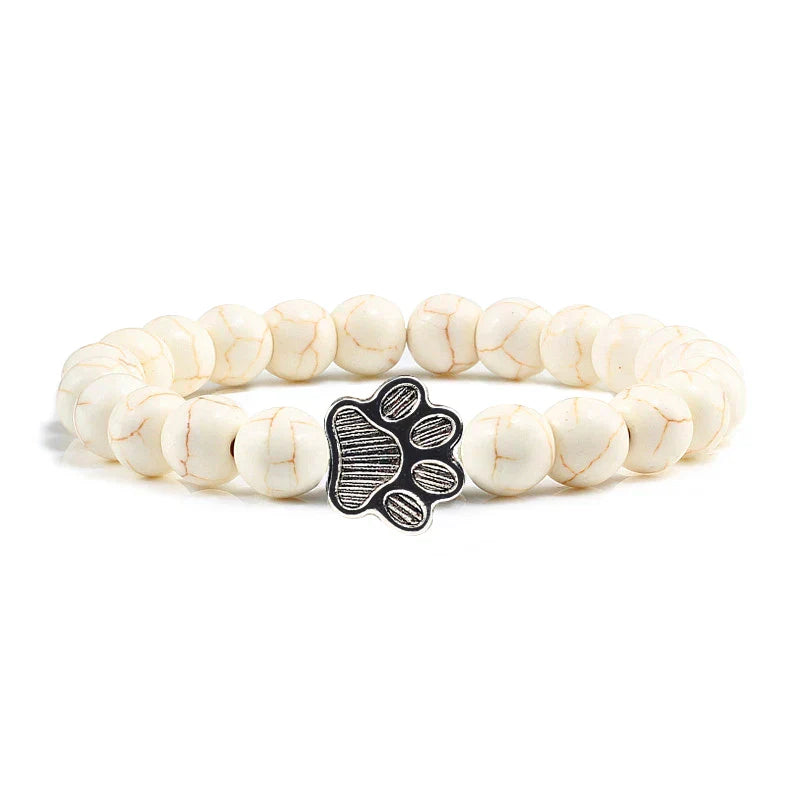 Bracelet with paw prints decorated with beads