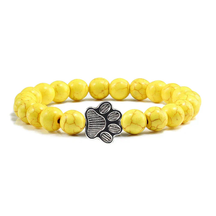 Bracelet with paw prints decorated with beads