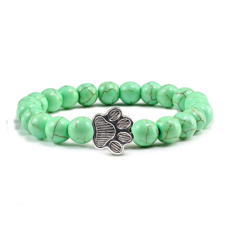 Bracelet with paw prints decorated with beads