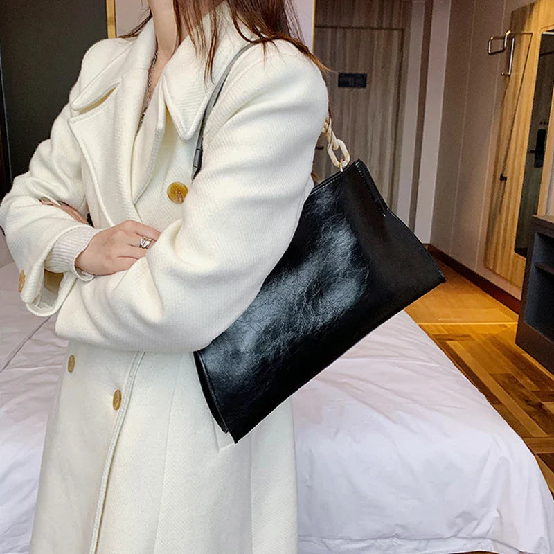 Elegant Soft Leather Shoulder Bag - Large Capacity Fashion Handbag