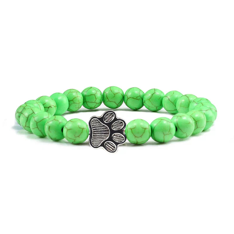 Bracelet with paw prints decorated with beads